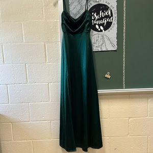 Emerald green prom dress with slit